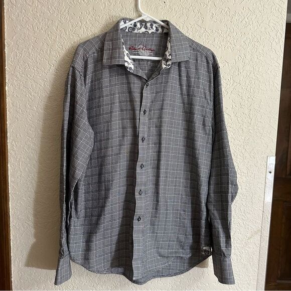 Robert Graham Black and White Plaid Houndstooth Button Down Shirt 2X - Picture 2 of 11